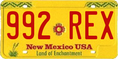 NM license plate 992REX