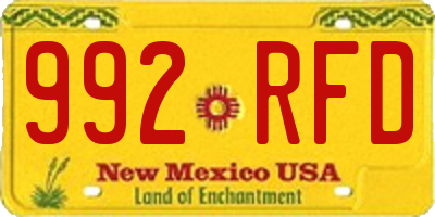 NM license plate 992RFD