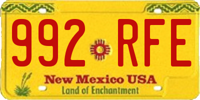 NM license plate 992RFE