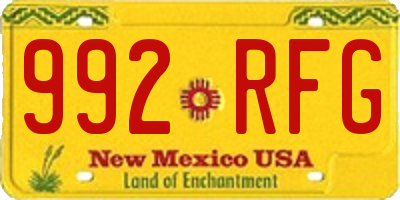 NM license plate 992RFG