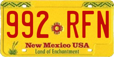 NM license plate 992RFN