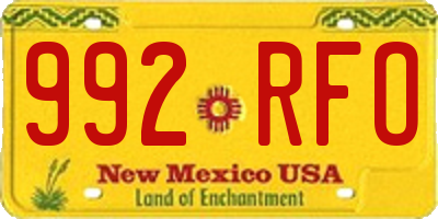 NM license plate 992RFO