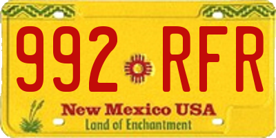 NM license plate 992RFR