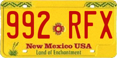 NM license plate 992RFX