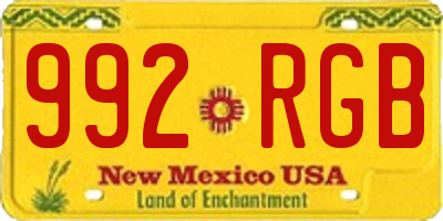 NM license plate 992RGB