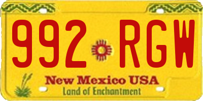 NM license plate 992RGW