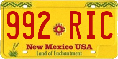 NM license plate 992RIC