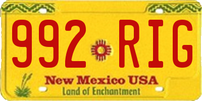 NM license plate 992RIG