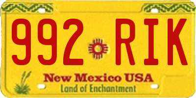 NM license plate 992RIK