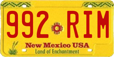 NM license plate 992RIM