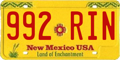 NM license plate 992RIN