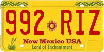 NM license plate 992RIZ