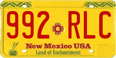 NM license plate 992RLC