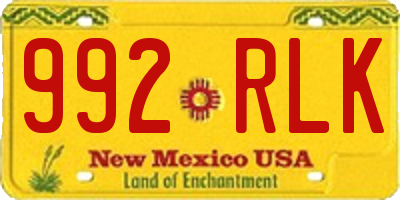 NM license plate 992RLK