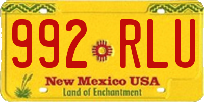 NM license plate 992RLU