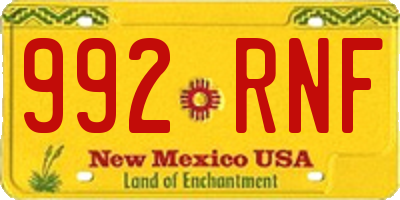 NM license plate 992RNF