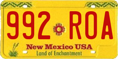 NM license plate 992ROA