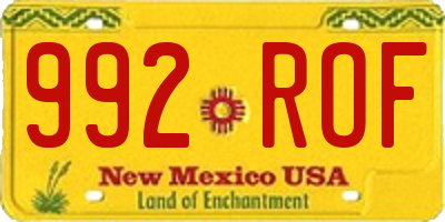 NM license plate 992ROF