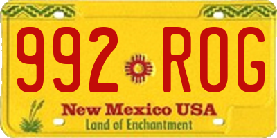 NM license plate 992ROG