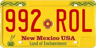 NM license plate 992ROL