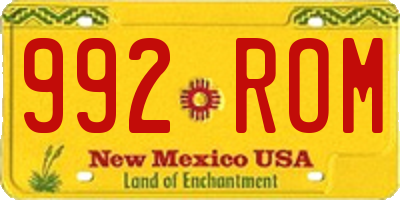 NM license plate 992ROM