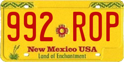 NM license plate 992ROP