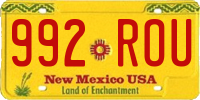 NM license plate 992ROU