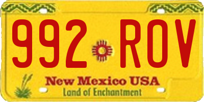 NM license plate 992ROV