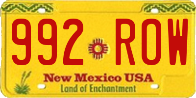 NM license plate 992ROW