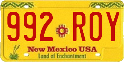 NM license plate 992ROY