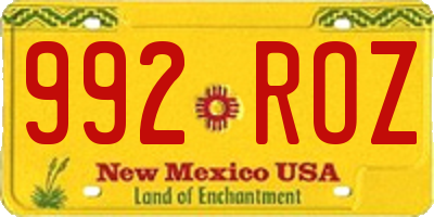NM license plate 992ROZ