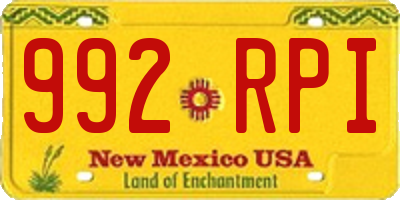 NM license plate 992RPI