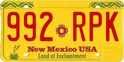 NM license plate 992RPK