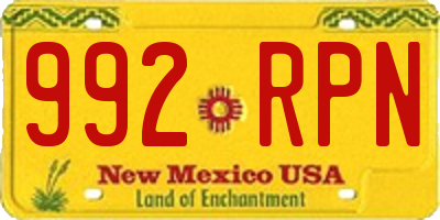 NM license plate 992RPN
