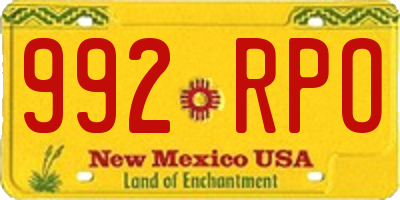 NM license plate 992RPO