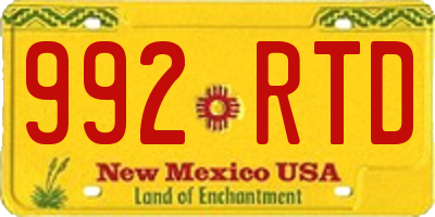 NM license plate 992RTD