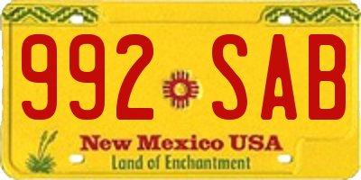 NM license plate 992SAB
