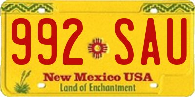 NM license plate 992SAU
