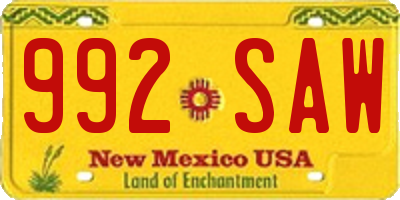 NM license plate 992SAW