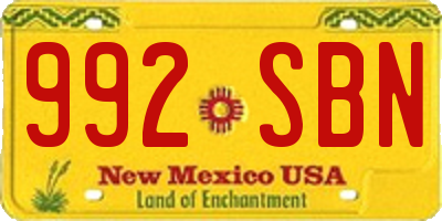 NM license plate 992SBN