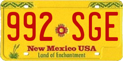 NM license plate 992SGE