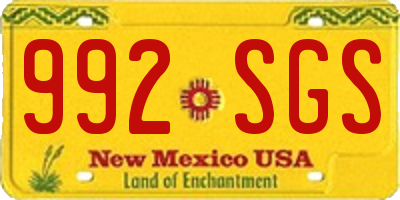 NM license plate 992SGS