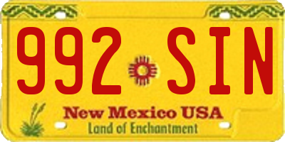 NM license plate 992SIN