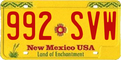 NM license plate 992SVW