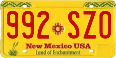 NM license plate 992SZO