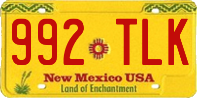 NM license plate 992TLK
