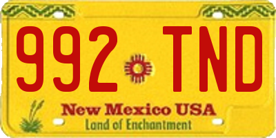 NM license plate 992TND