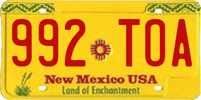 NM license plate 992TOA