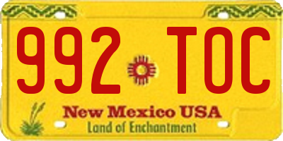 NM license plate 992TOC