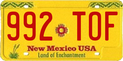 NM license plate 992TOF
